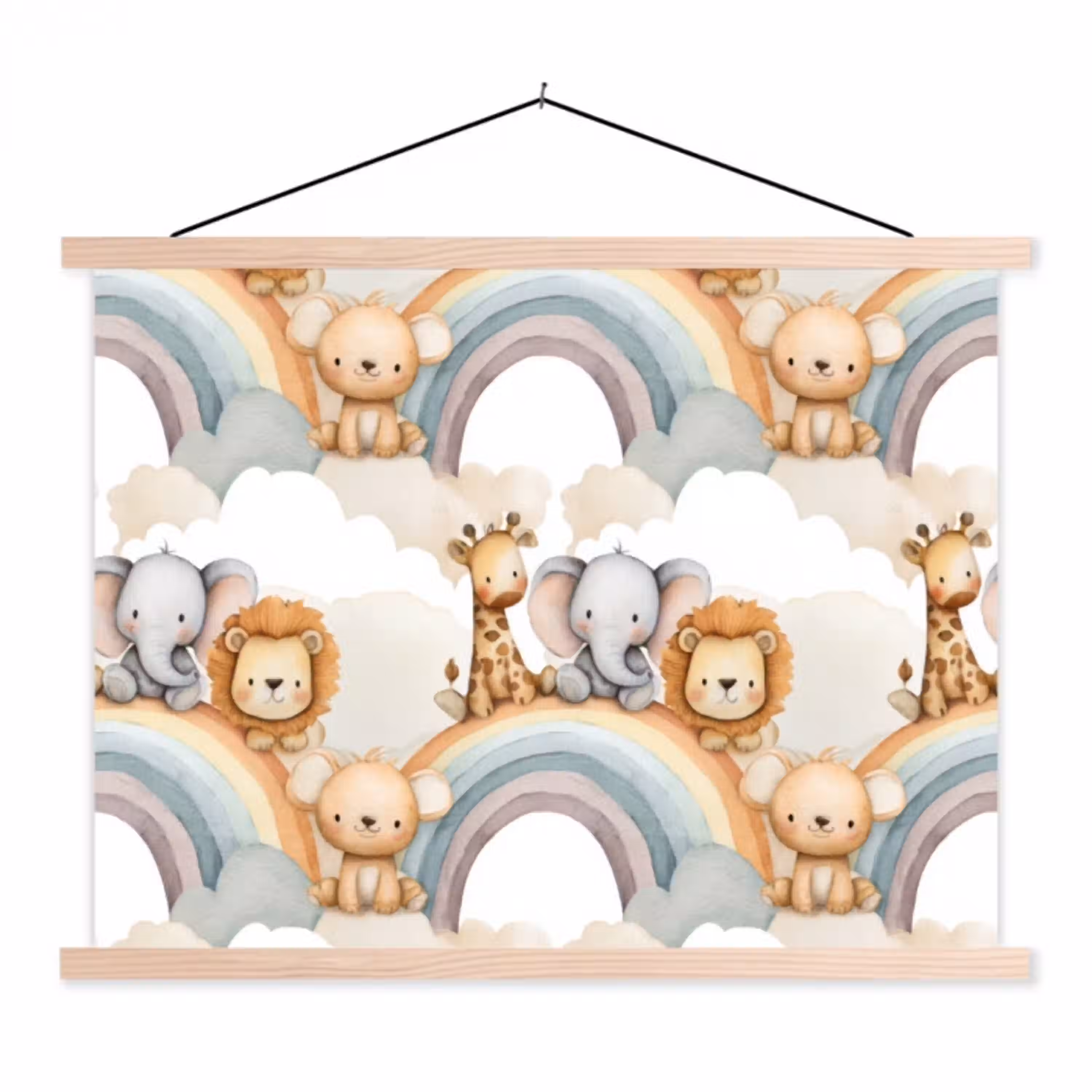 Safari - Regenboog - Kleurrijk textielposter latten blank klein 122 -3d