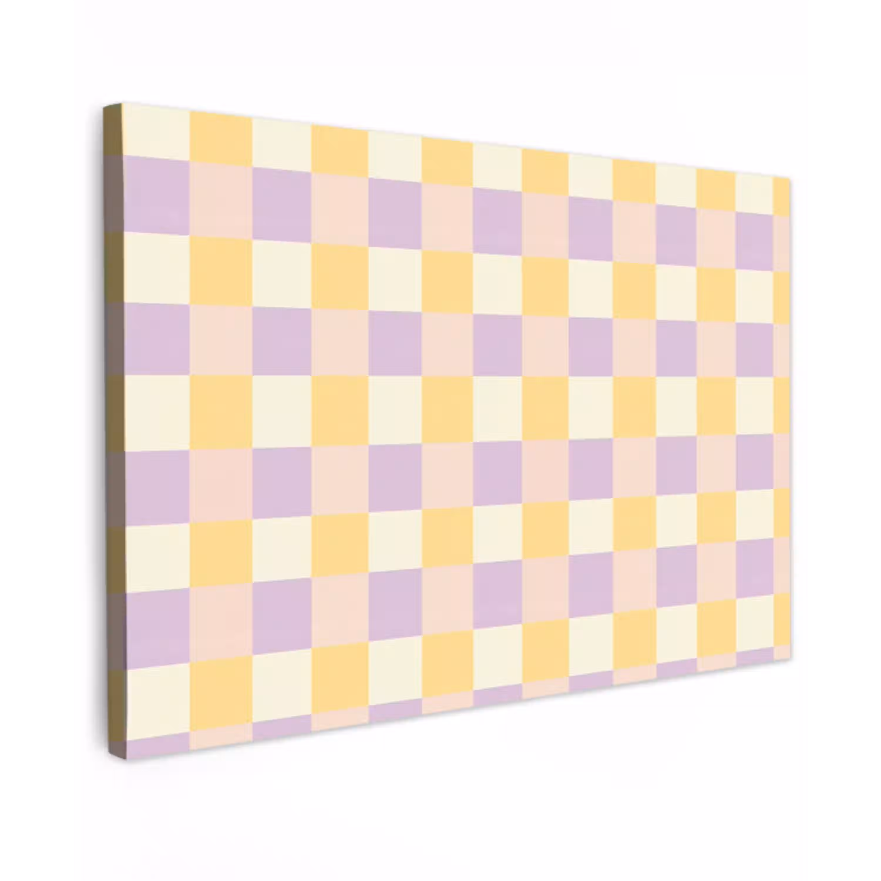 Blokjes - Lila - Geel Tuinposter op houten frame 2 cm dik klein 845 -3d