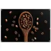 Hout - Zwart - Koffiebonen tuinposter los doek groot -3d