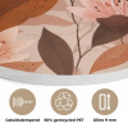 Bloemen - Bladeren - Bruin Akoestische PET Vilt - Rond klein 838 -closeup_NL
