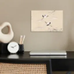 Kraanvogels - Bloesem - Beige poster papier klein -sfeer1