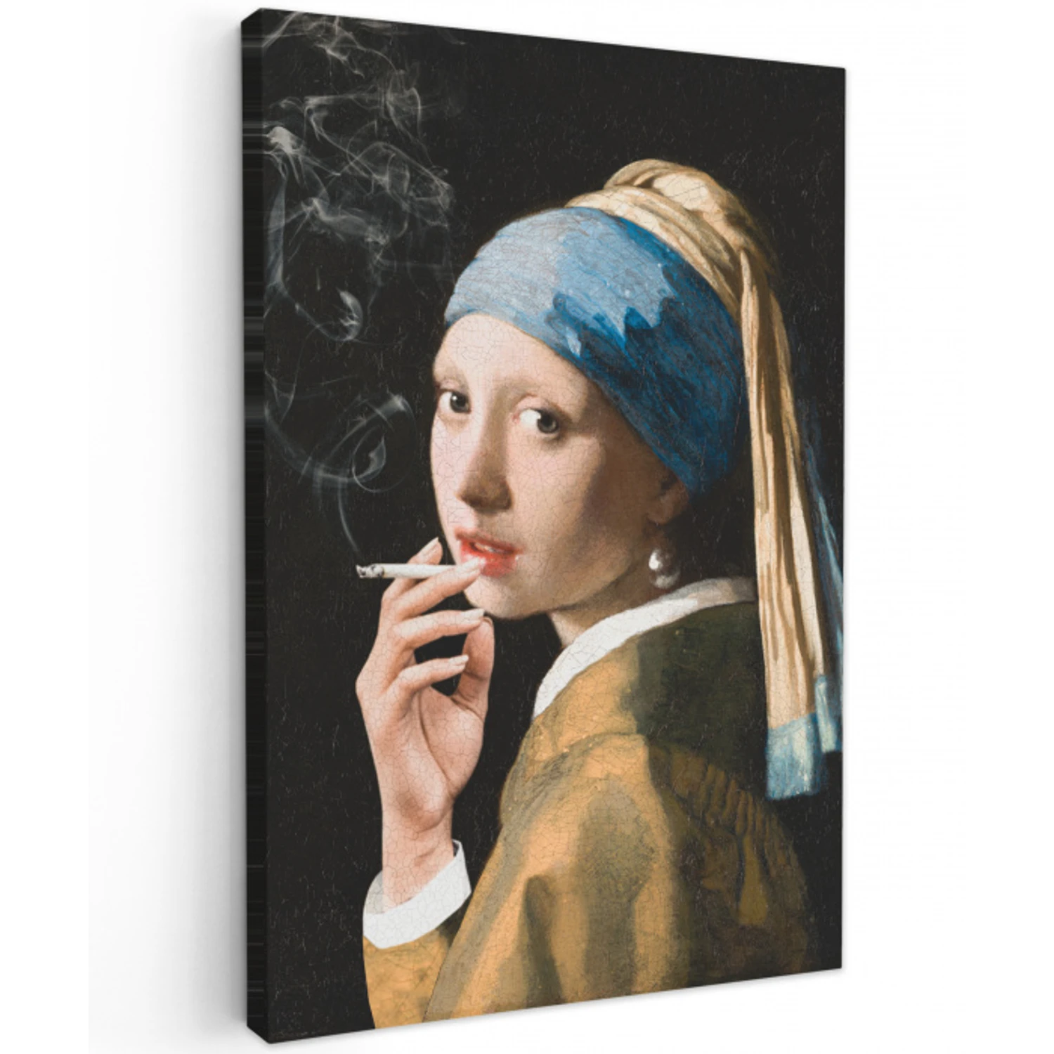 Meisje met de parel - Johannes Vermeer - Sigaretten canvas 2cm klein -z3d