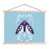 Bladeren - Wit - Vlinder - Insect textielposter latten blank klein -3d