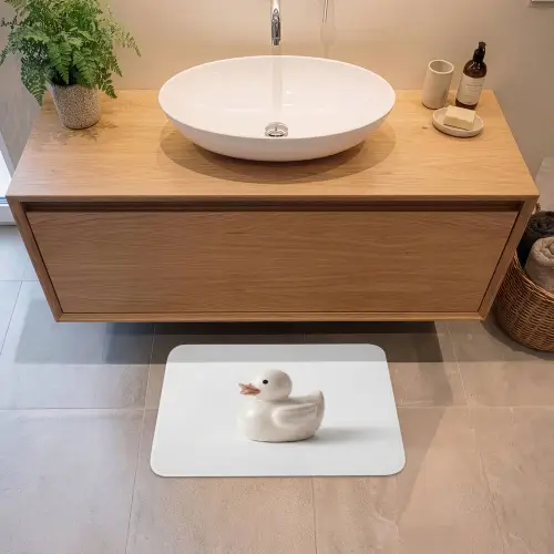 Badeend - Minimalistisch - Wit Badmat klein -sfeer1
