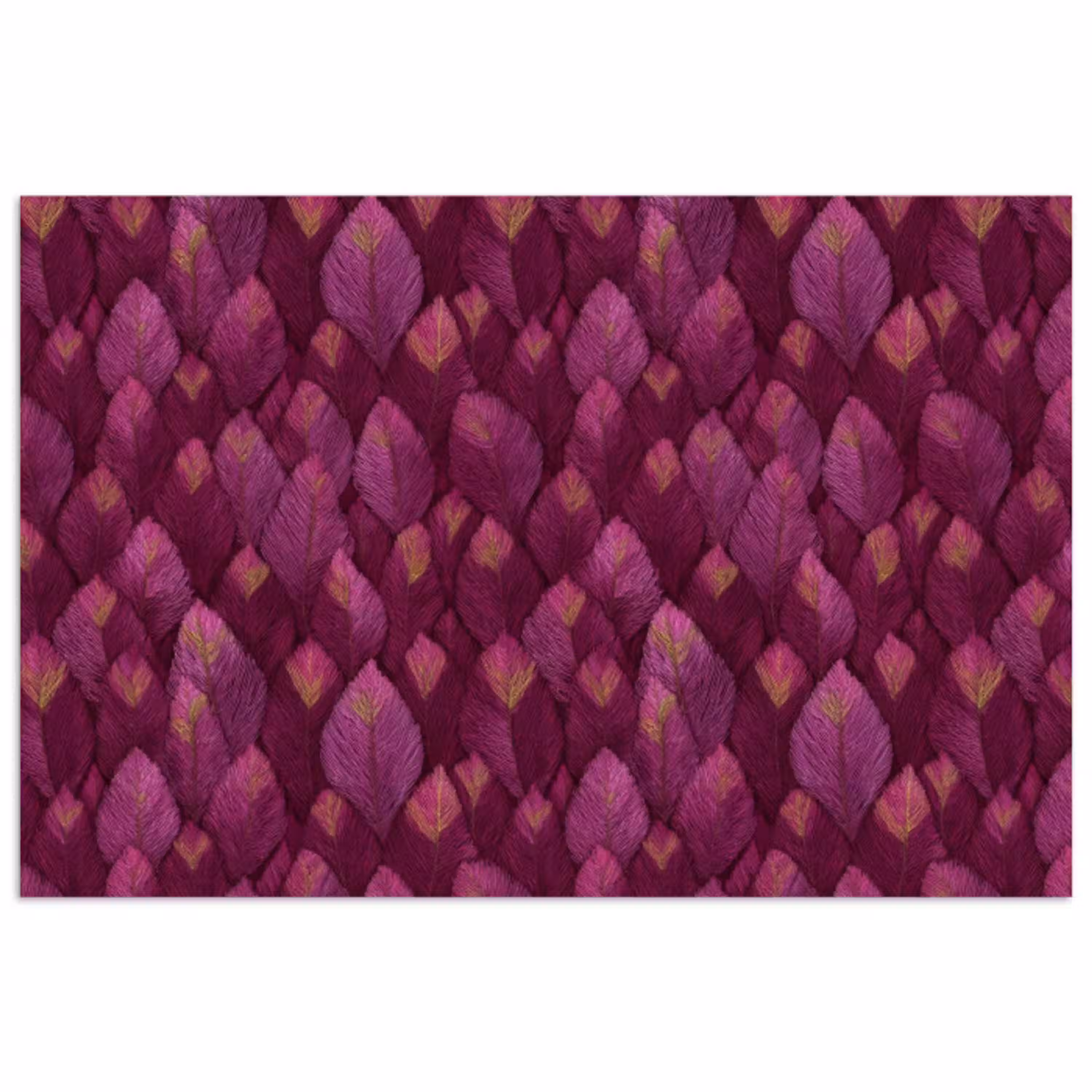 Bladeren - Patroon - Burgundy poster papier klein 62 -3d