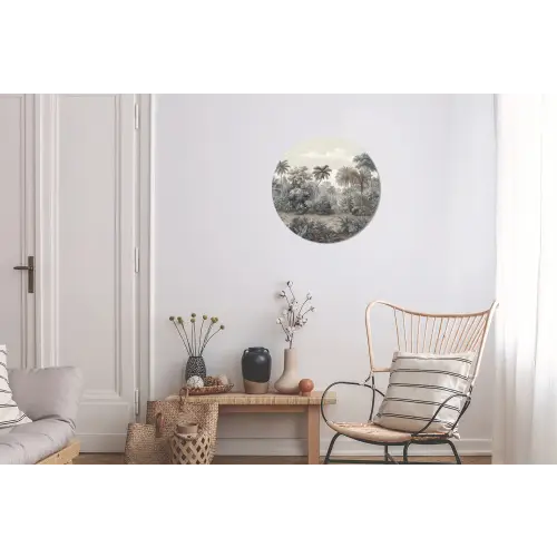 Tropisch - Landschap - Illustratie Wandcirkel aluminium klein -woonkamer