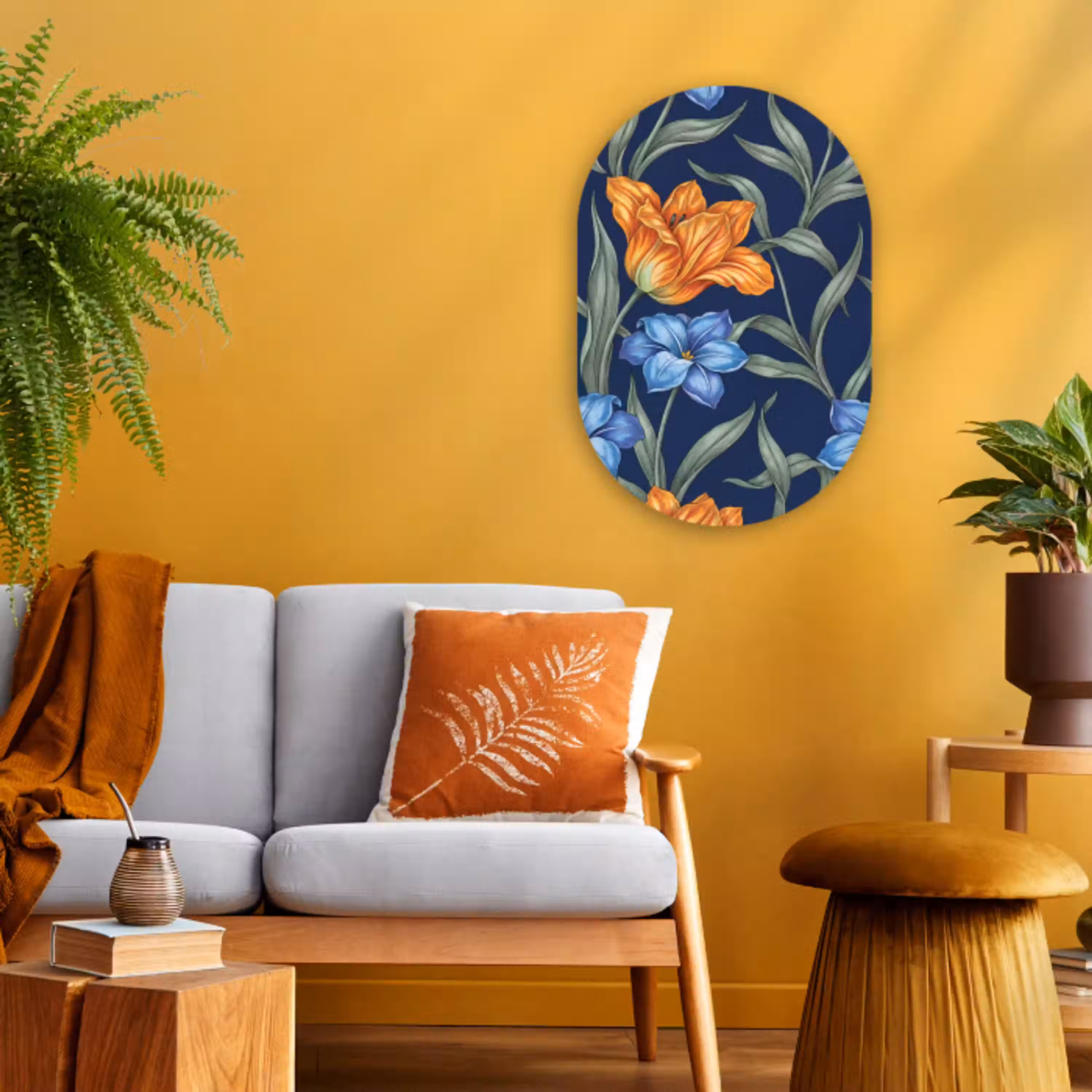 Bloemen - Botanisch - Patroon Wandcirkel Ovaal Forex klein -sfeer4