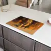 Tijger - Geschilderd - Oranje - Penseelstreken Inductie beschermer vinyl 3mm klein -sfeer8