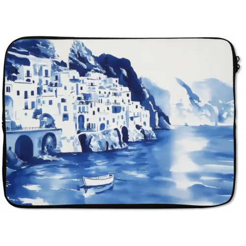 Dorp - Rotswand - Roeiboot - Water laptophoes neopreen klein -zkaufland3dotto
