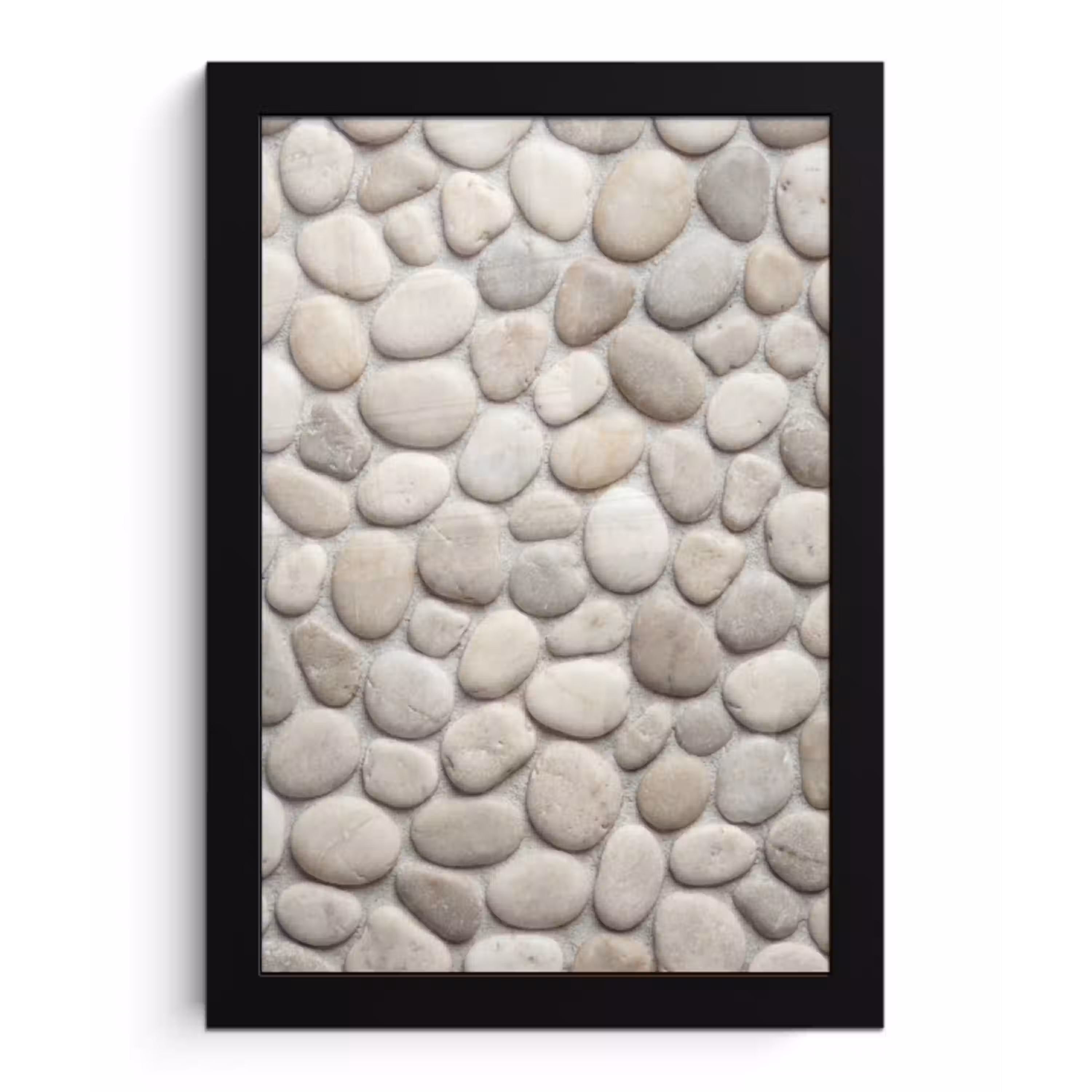 Steen - Kiezel - Natuur - Minimalistisch - Beige fotolijst zwart zonder passe partout klein -3d