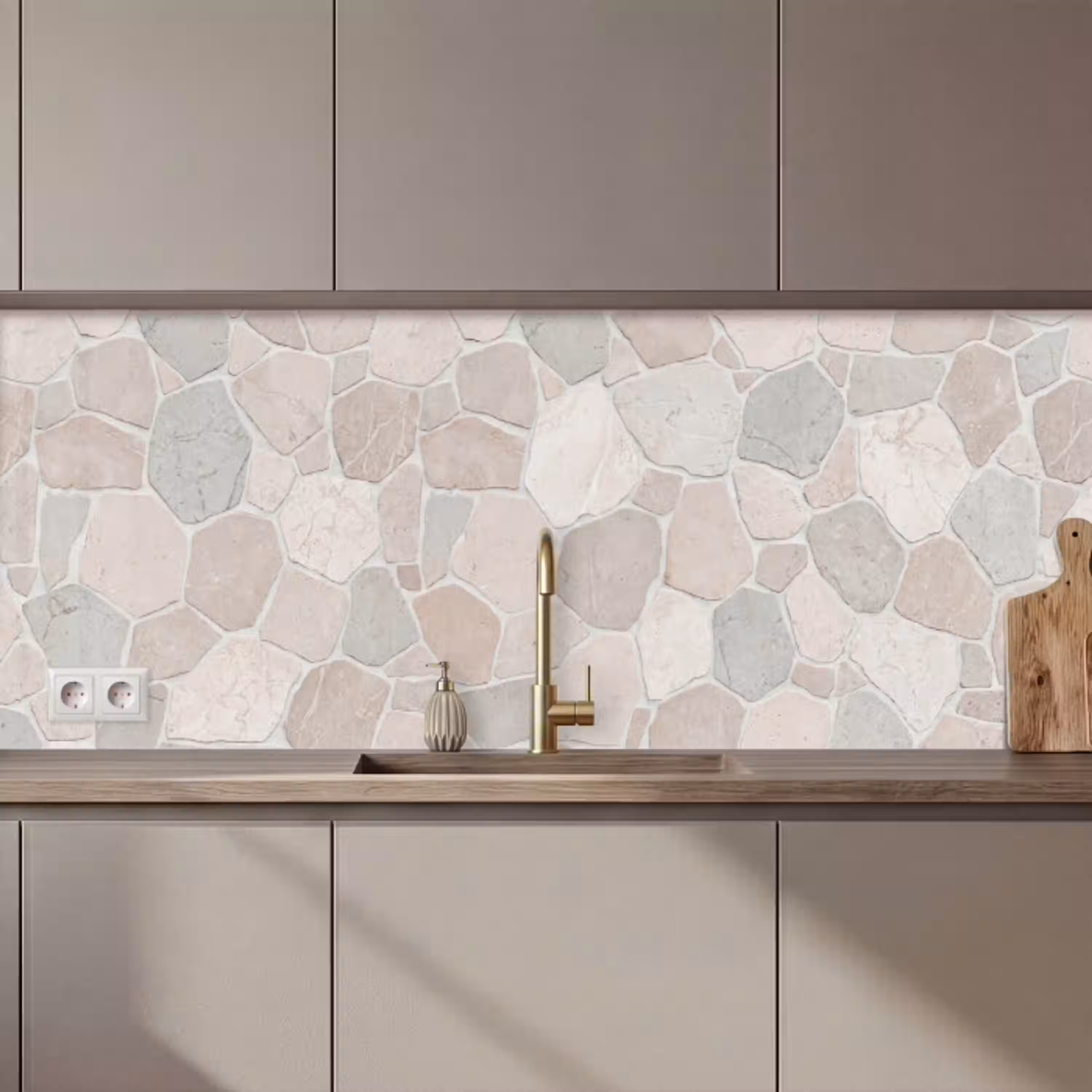 Steen - Patroon - Textuur - Beige keuken achterwand 2 middel zz_3dshopping