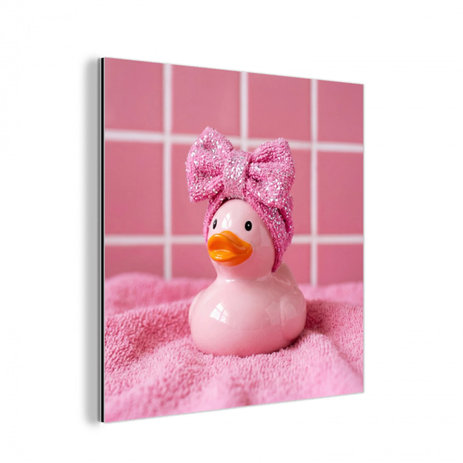 Badeend -Strik - Roze aluminium wit klein -3d