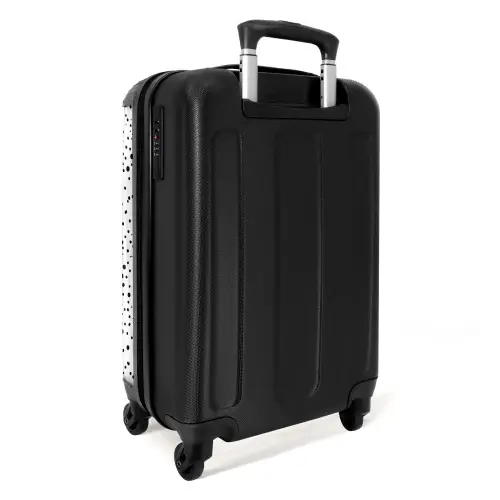 Zwarte stippen over een witte achtergrond NBS - Handbagage koffer - Volwassenen Unisex middel -achterkant