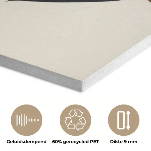 Palmblad - Subtiel - Groen - beige PET vilt klein -closeup_NL