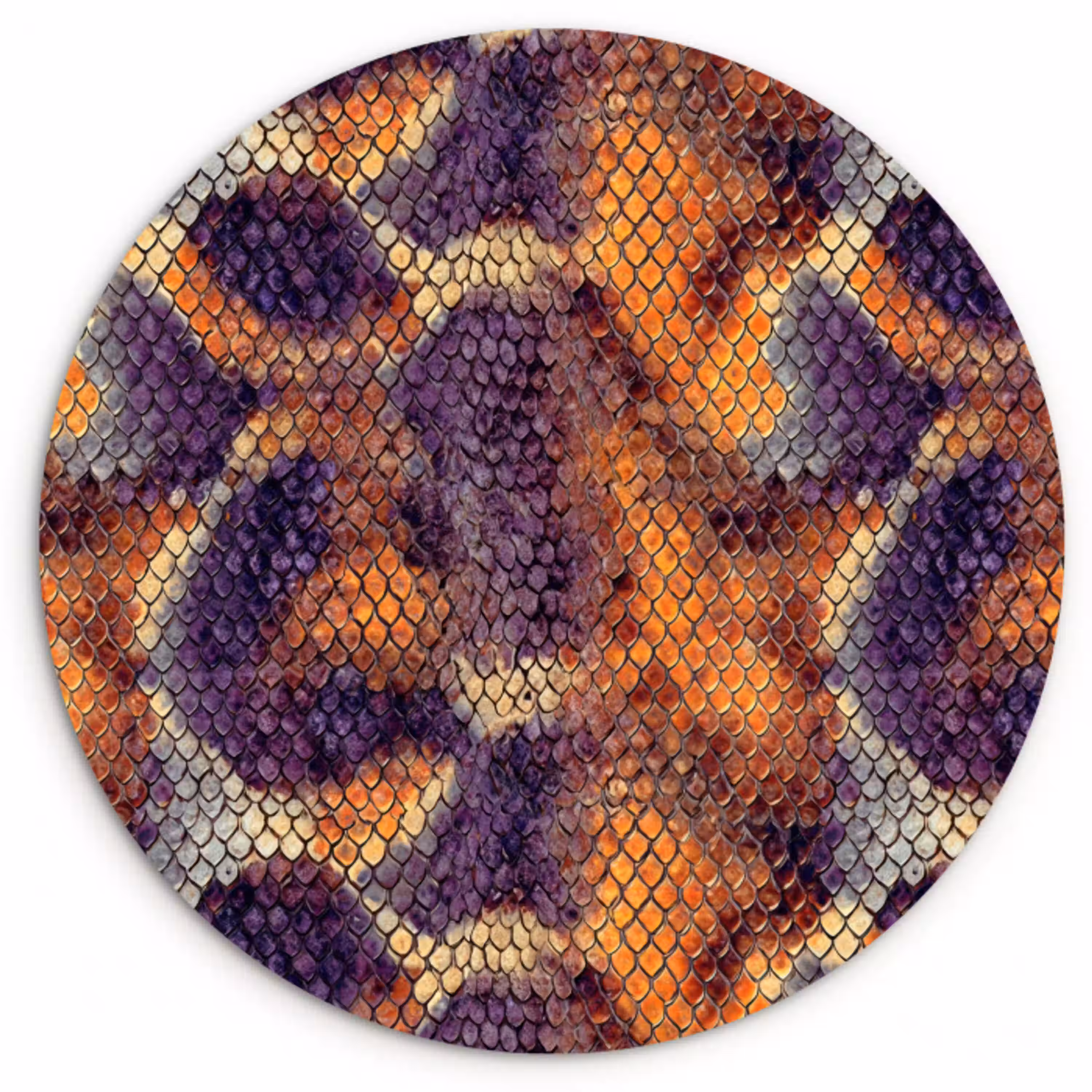 Slang - Kleurrijk - Schubben Wandcirkel kunststof plaat 5mm dik klein 188 -3d