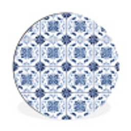 Patroon - Tegel - Blauw Wandcirkel aluminium klein 190 -3d