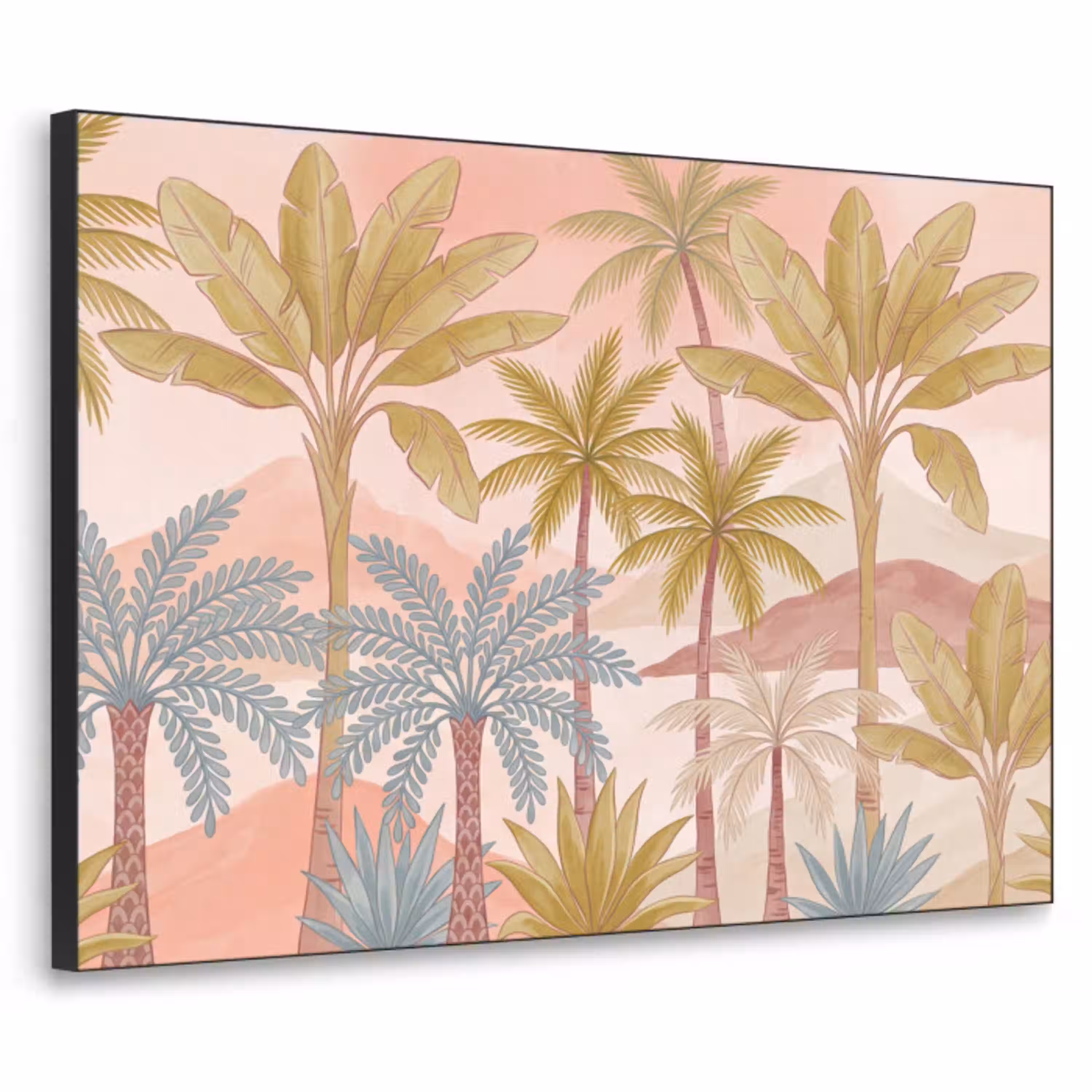Illustratie - Palmbomen - Kleurrijk Textielframe zwart klein -3d