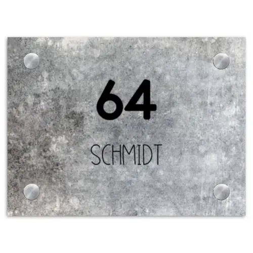 Beton - Modern Naambord Rechthoek middel -3d