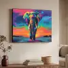 Olifant - Kleurrijk - Lucht - Abstract Textielframe zwart klein -sfeer3