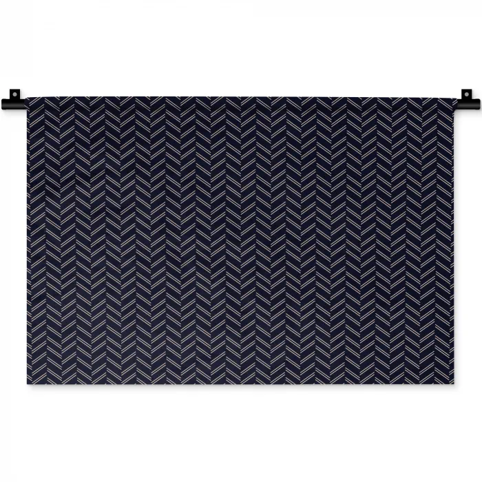 Plaid - Patroon - Visgraad - Blauw Wandkleed katoen klein 269 -zz3d