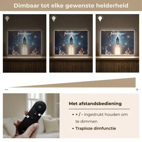 Ruimtevaart - Raket - Space - Sterren Light Box met batterij (Wandlamp kind) middel -USP_dimbaarNL