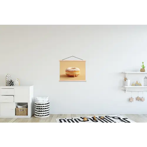 Donut - Romig - Poedersuiker - Beige textielposter latten blank klein -kinderkamer