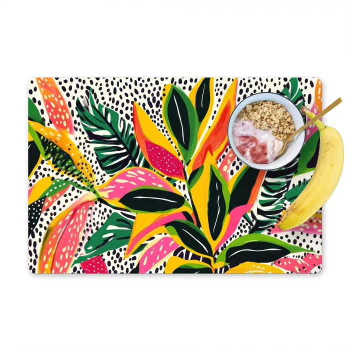 Tropisch - Bladeren - Zwart - wit Placemat vinyl groot -zzzproduct_Kitchenyeah-website