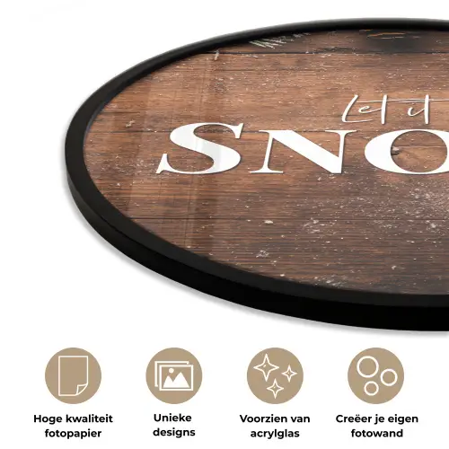 Sneeuw - Houtlook - Quote - Let it snow Fotolijst rond zonder passe partout klein -closeup_NL
