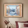 Doorkijk - Winterlandschap - Natuur - Berg - Bomen - Hout Textielframe zwart klein -sfeer1