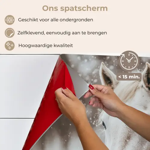 Paard - Wit - Winter - Natuur - Sneeuw - Dieren keuken achterwand spatscherm klein -spatscherm_NL