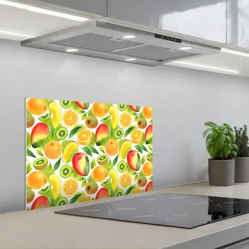 Kiwi - Sinasappel - Mango - Perzik keuken achterwand spatscherm klein 900 -3d_schuin