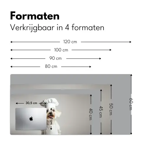 Hond - Wit - Kok Muismat XXL klein -sfeer5
