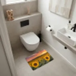 Zonnebloemen - Heuvellandschap - Geel Badmat klein -sfeer4