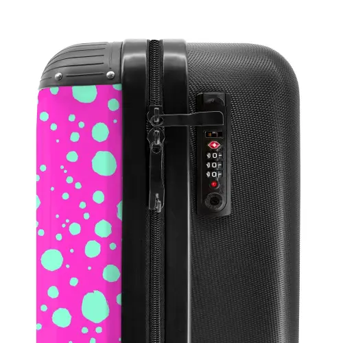 Turquoise stippen op felroze achtergrond NBS - Handbagage koffer - Kinderen Unisex middel -slot