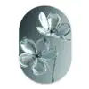 Kristal - Bloemen - Grijs Wandcirkel Ovaal Forex klein -3d