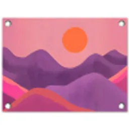 Zon - Heuvels - Paars - Abstract tuinposter los doek klein -3d