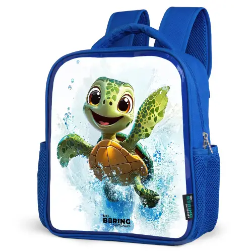 Schildpad - Water - Groen Kinderrugzak - Blauw middel -schuin