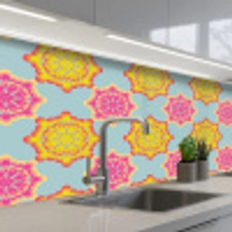 Flower Power - Design - Hippie keuken achterwand 2 middel 871 -3d_schuin