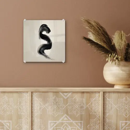 Penseelstreek - Zwart - Minimalistisch plexiglas 5mm klein -sfeer5