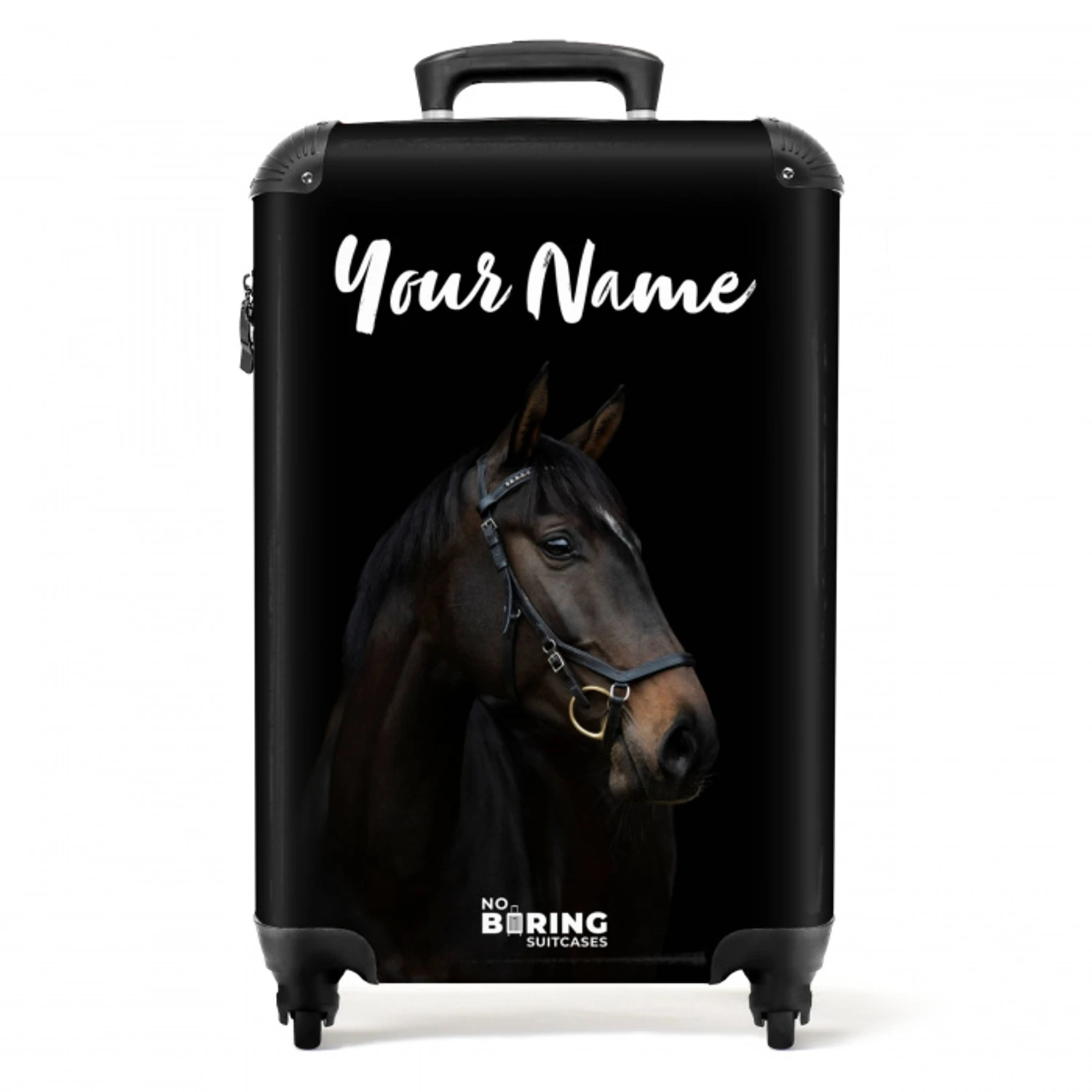 Elegant zwart paard NBS - Handbagage koffer - Kinderen Unisex middel -productfoto_recht