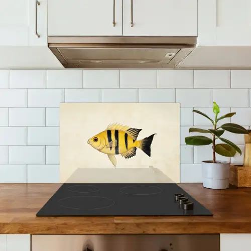 Geel - Vis - Strepen - Tropisch keuken achterwand spatscherm klein -sfeer2