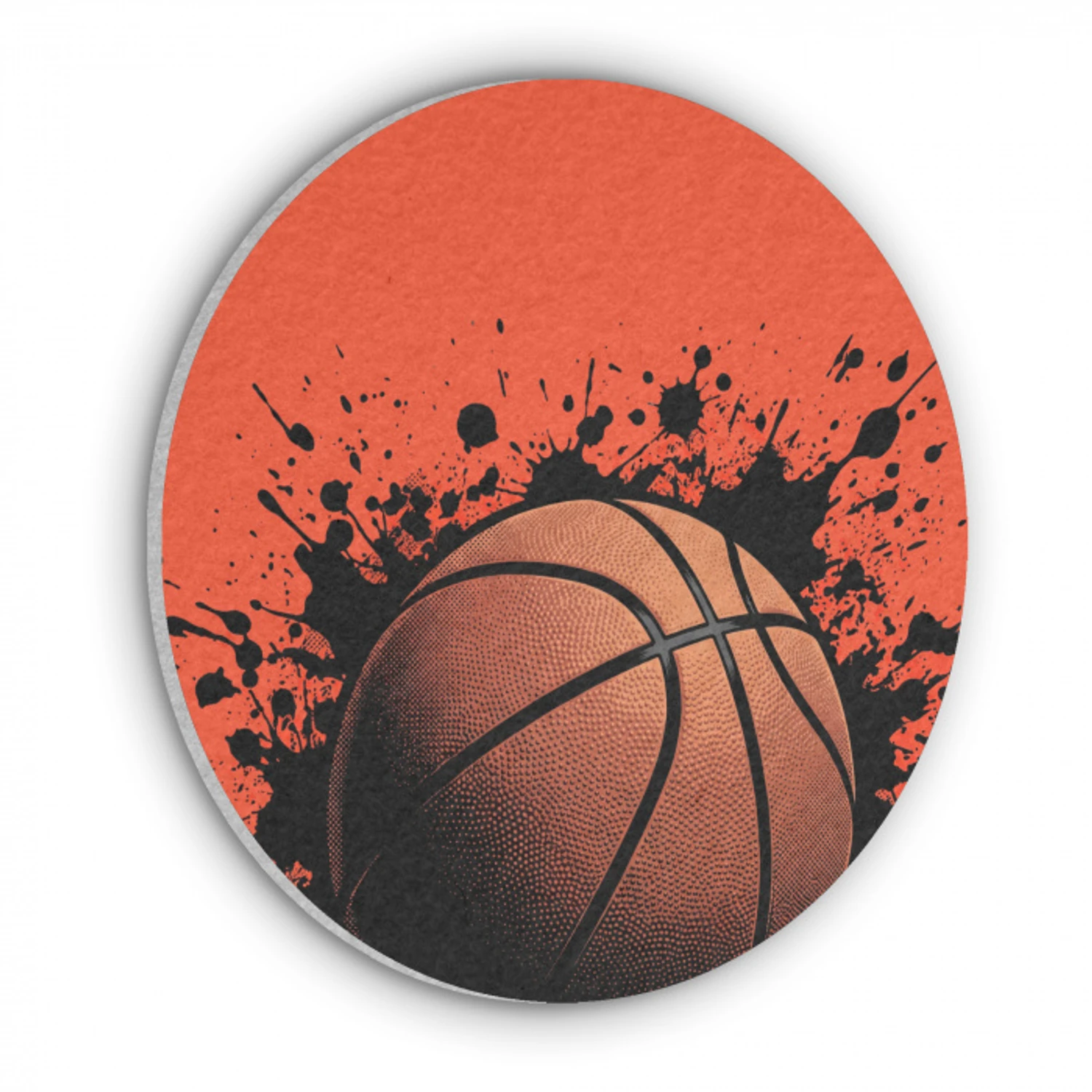 Basketbal - Verf - Sport - Oranje Akoestische PET Vilt - Rond klein -3d