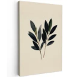 Ovaalvormige bladeren - Diep groen - Symmetrisch Tuinposter op houten frame 2 cm dik klein -3d