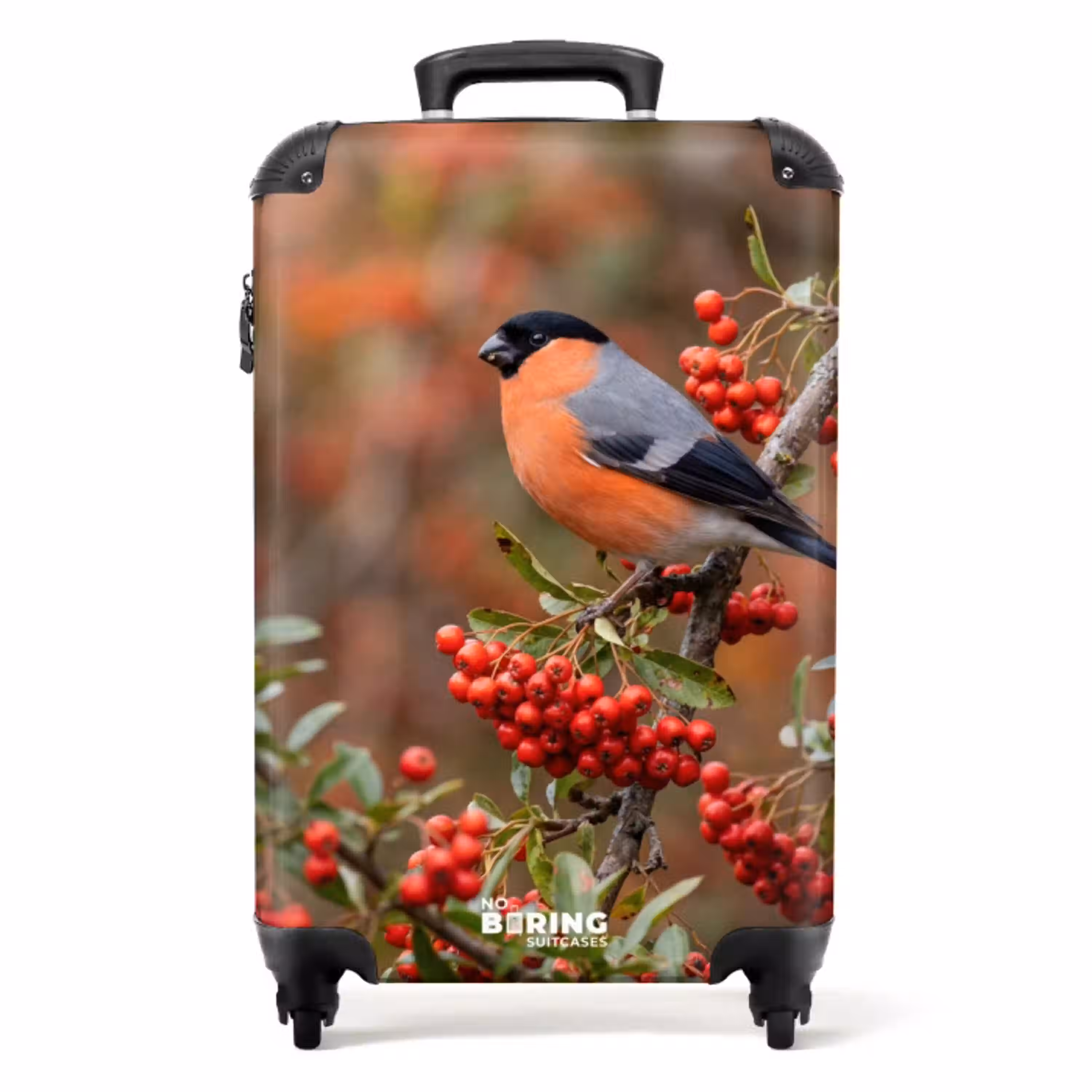 Goudvink - Bessen - Herfst - Natuur - Kleurrijk NBS - Handbagage koffer - Volwassenen Unisex middel -productfoto_recht