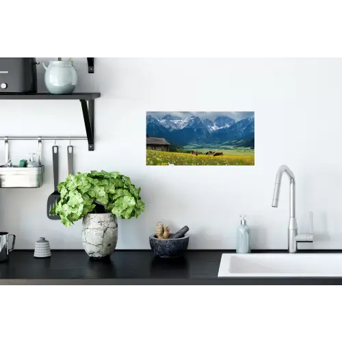 Alpen - Weide - Bergen - Koeien Muursticker klein -keuken