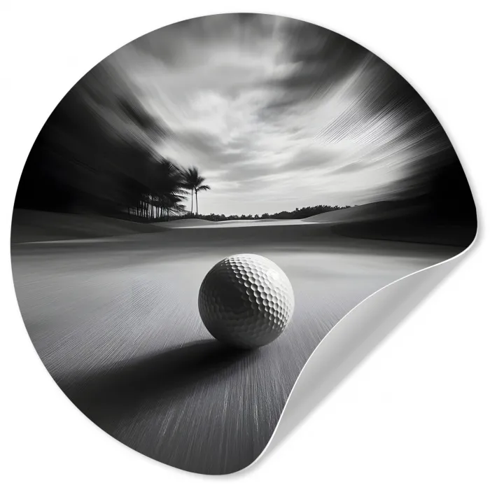Golfbal - Wazig - Zwart Wandcirkel behangsticker klein -3d