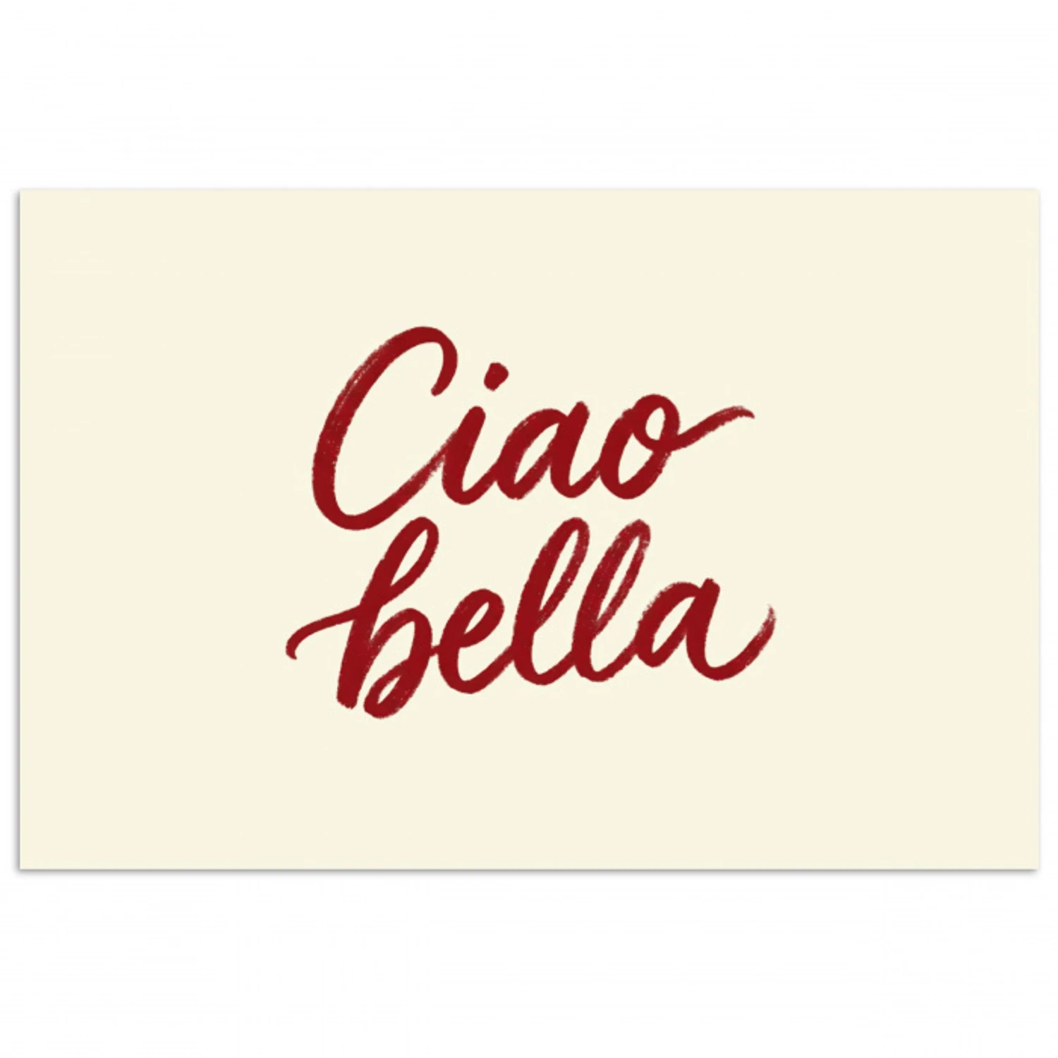 Ciao bella - Rood - Wit - Minimalistisch poster papier klein -3d