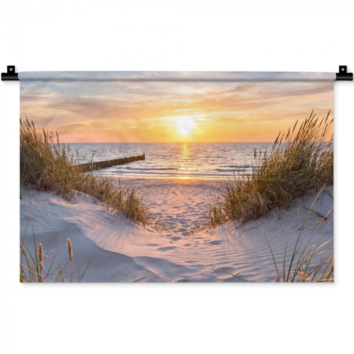Strand - Zonsondergang - Natuur - Landschap Wandkleed katoen klein -zz3d