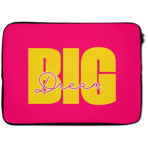 Dream big - Roze - Geel - Minimalistisch laptophoes neopreen klein -zkaufland3dotto