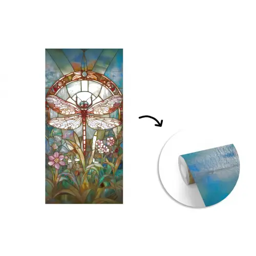 Libelle - Mozaïek - Bloemen - Kleurrijk fotobehang vinyl groot -3d